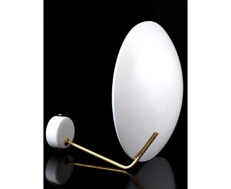 Bruno Gatta (1904-1976)White aluminum 2-light wall lamp with brass arm, design Bruno Gatta, executed by Stilnovo, model '232'