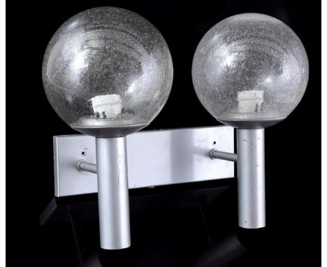 Gray metal 2-light wall lamp with crackle glass, Raak Amsterdam design, model 'C1663' from the 'Vigilante' series, inspired b