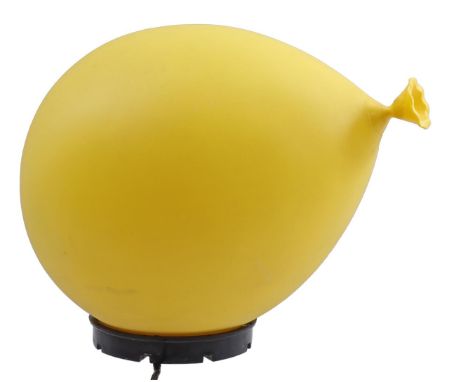 Yves Christin (1949-1999)Yellow plastic table, ceiling or wall lamp in the shape of a balloon, design by Yves Christin, execu