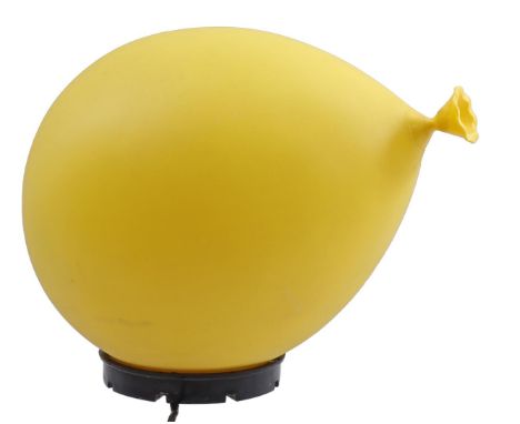 Yves Christin (1949-1999)Yellow plastic table, ceiling or wall lamp in the shape of a balloon, design by Yves Christin, execu