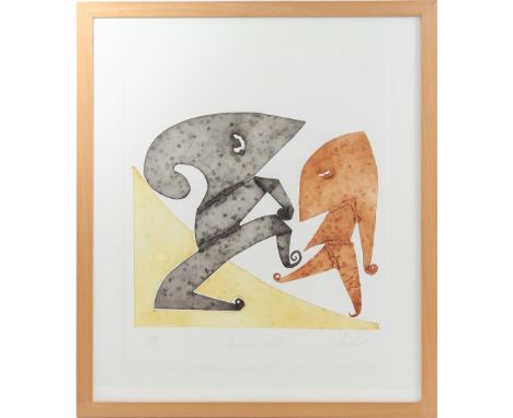 Reinhoud D' Haese (1928-2007)Composition with figures, color lithograph 17/20, 53x48 cm, outer size is 80x70 cm