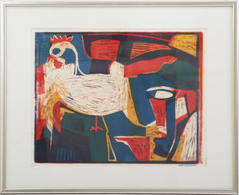 Piet Wiegman (1930-2008)Composition with rooster, color lithograph, 40x49 cm