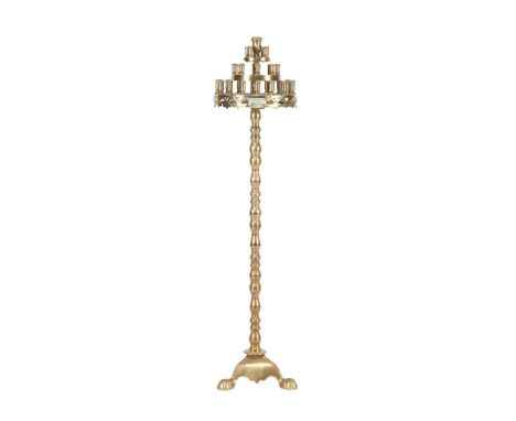 Standing brass candlestick for 29 candles, 110 cm high, 26 cm diameter
