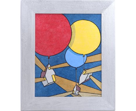 Thijs Hanekamp (1954-)Light Houses from the Cum Grano Salis series, panel dated 2023, 50x40 cm