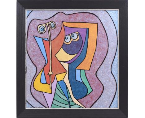 Thijs Hanekamp (1954-)Portrait Hans A from the series Cum Grano Salis, panel dated 2023, 50x50 cm