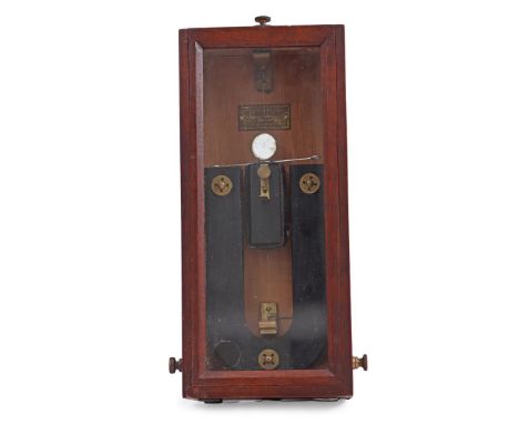 J. Carpentier Paris galvanometer in walnut and glass case, 27 cm high