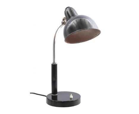 Christian Dell (1893-1974)Black lacquered metal Bauhaus table lamp, design by Christian Dell, executed by Kaiser Idell, Germa