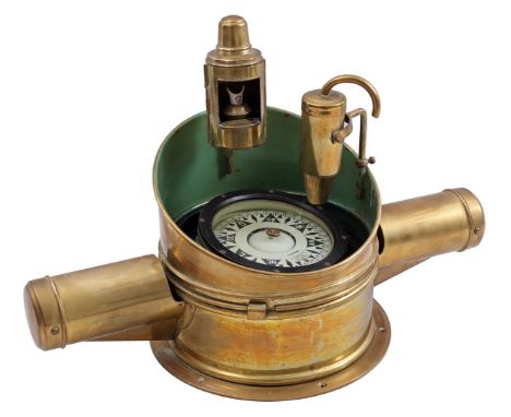 Very nice ship's compass in copper housing with lighting, 40 cm high, 62 cm wide