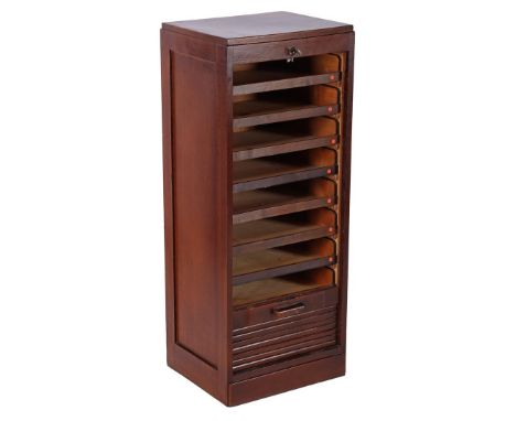 Oak filing cabinet with roller shutter, 112 cm high, 44 cm wide and 44.5 cm deep