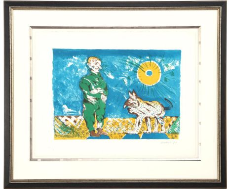 (Lubertus Jacobus Swaanswijk) Lucebert (1924-1994)Man with dog, color lithograph from 1973, not numbered, 36x51 cm, outside s