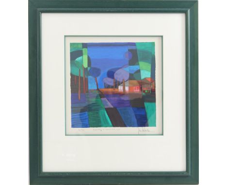 Ton Schulten (1938-)Farm in sunlight, color lithograph dated 1994, 67/150, 32x32 cm, outside size is 69x64 cm