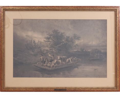 Old lithograph after a painting by Eugene Verboeckhoven, outer size is 64x86 cm