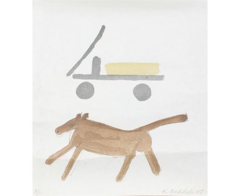 Klaas Gubbels (1934-)Animal with cart, color lithograph not dated 30x28 cm