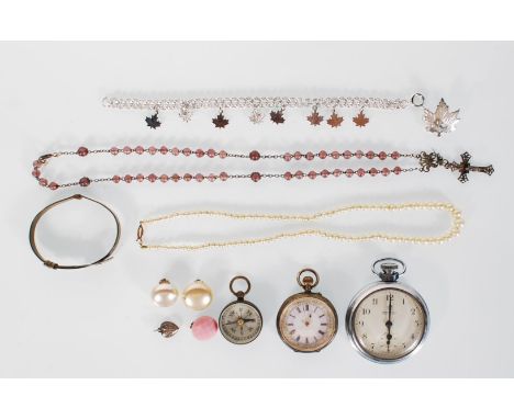 A vintage Ingersol Triumph gents stainless steel pocket watch together with a Continental silver ladies pocket watch, pocket 