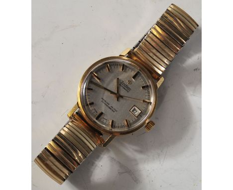 A vintage Zodiac automatic Kingline 36000 Chronometer wrist watch having a silvered dial with baton markings to the chapter r