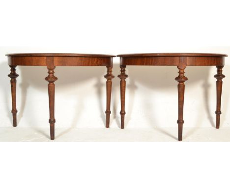 A pair of 19th Century Victorian mahogany&nbsp; D end console tables, originally an extending table, the demi lune mahogany t