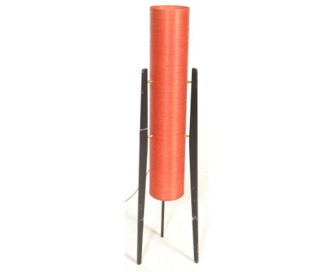 Rocket Lamp - A mid 20th Century retro vintage tripod free floor standing / standard lamp having a tall cylindrical fiberglas