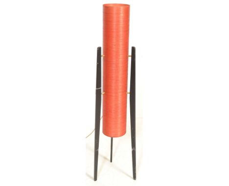 Rocket Lamp - A mid 20th Century retro vintage tripod free floor standing / standard lamp having a tall cylindrical fiberglas