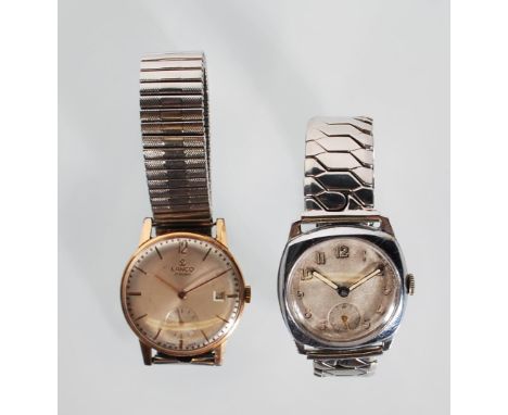 A vintage nickel chromed cased gentleman's wrist watch having a silvered dial with Arabic numeral chapter and&nbsp;subsidiary