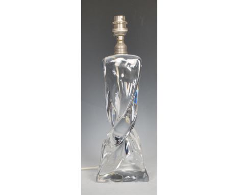 Baccarat - A vintage 20th Century glass table lamp of twist design having&nbsp;pontil polished mark to base. Stamped to base 