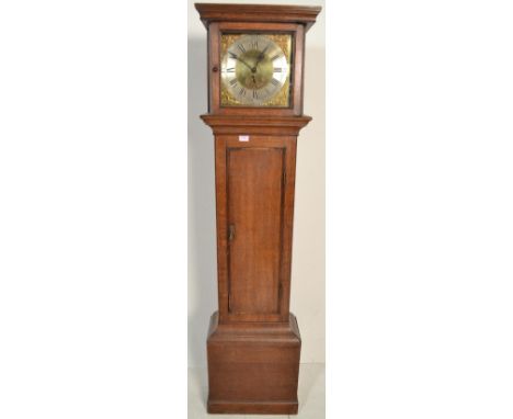 A 19th century&nbsp; Welsh Georgian country oak brass faced 30 day&nbsp; longcase clock. The oak case with brass and silvered