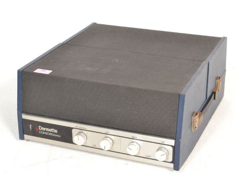 A vintage 20th Century Dansette " Consort " portable Stereo Record Player, which comes in a dark blue / black two tone cabine