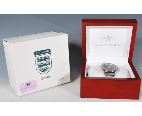 Klaus Kobec wristwatch " England World Cup 2002 " limited edition stainless steel gents wrist watch, baton hour markers with 