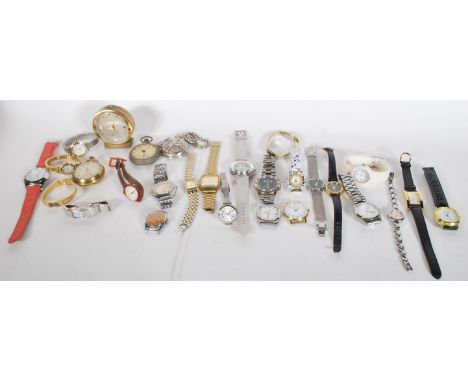 A collection of vintage 20th Century wrist watches to include a wide selection of mens and womens watches, makers inclde Casi