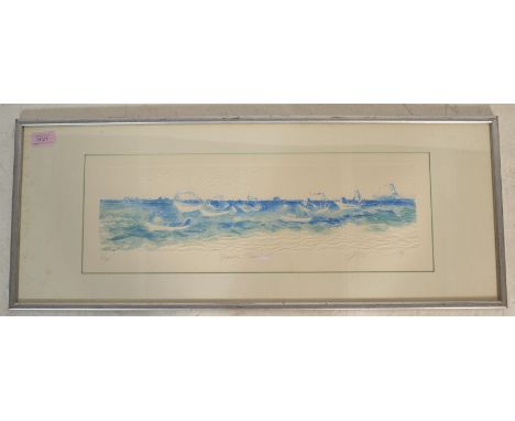 Susan Andreae - A 20th Century limited edition print on paper entitled 'Spanish Trawlers' depicting fishing boats in a seasca