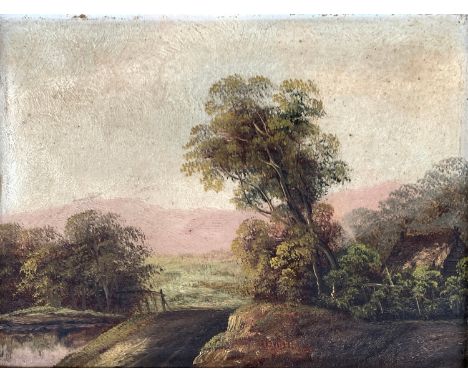 Circle of John Constable (1776-1837) Landscape, oil on board, 17 x 21.5cm 