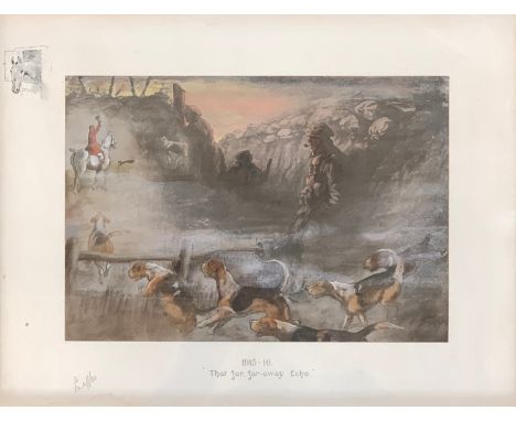 Snaffles (Charles Johnson Payne 1884-1967), 'That Far, Far Away Echo', colour print, signed in pencil, 36.5 x 48cm 
