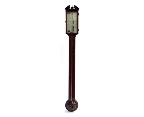 A Georgian stick barometer by P Caminada Taunton, Somerset, 97cm long 