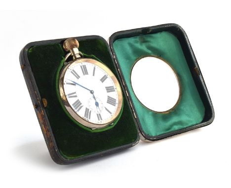 An Edwardian Goliath pocket watch, within a silver and leather easel back case by William Comyns &amp; Sons, London 1901 