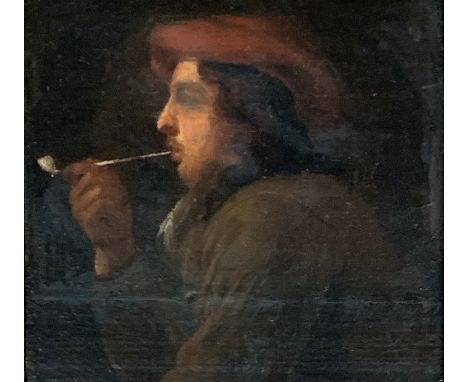 19th century oil on board, an Irishman with pipe, 13x14cmprovenance: the possession of Rt. Hon Judge William Kenny, thence by