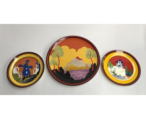 A set of three Clarice Cliff limited edition plates, the larger 30.5cmD, the two smaller 20.5cmD (3) 