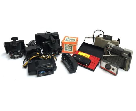 A mixed box of cameras and other photographic equipment, Polaroid Instant 10; Polaroid Colorpack 82 land camera; two Polaroid