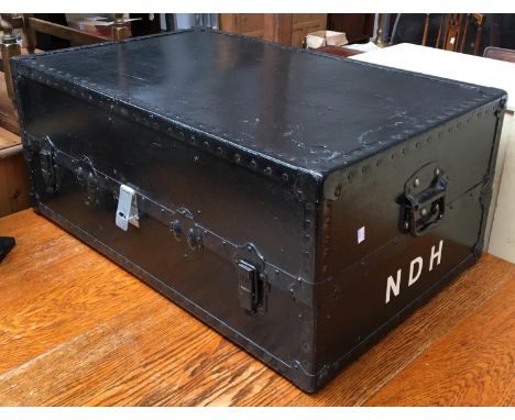 A vintage travel trunk monogrammed NDH, 89cmW 