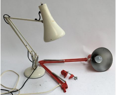 A Danish clamping anglepoise lamp; together with a white anglepoise 