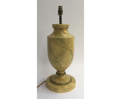 A large marbled effect alabaster table lamp, of baluster form, 53cm H to top of fitting 