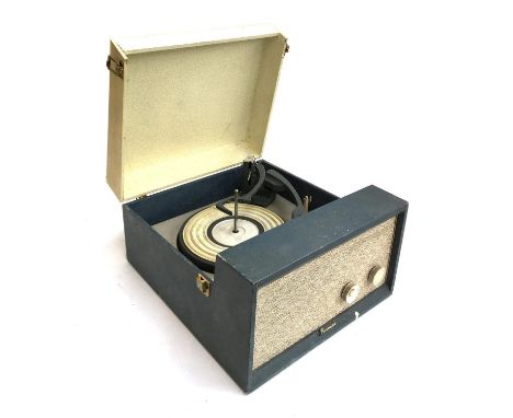 A Bermuda portable record player with Monarch turntable 