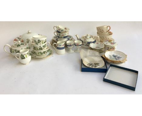 A Salon China S&amp;M part tea set for two comprising teacup, saucers, side plate, eggcups, milk jug; together with a Wedgwoo