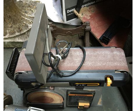 A bench top belt sander 