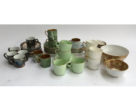 A mixed lot of coffee cans and saucers, to include Cauldon, Noritake, Crown Derby 