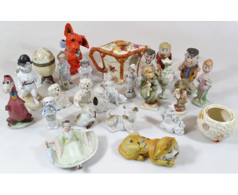 Various 1977 Hanna Barbera bisque Flintstone figures, to include Fred, 17cm high, a quantity of various other figures, Goebel
