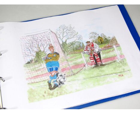 After Peter Sellars (PES). Football caricature, 23cm x 30cm, print and various others. (1 folder)