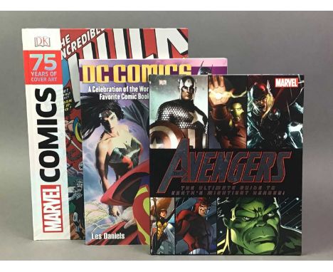 DC AND MARVEL COMICS, REFERENCE BOOKS comprising Marvel Comics 75 Years of Cover Art, Avengers The Ultimate Character Guide, 