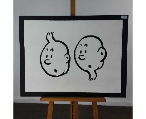 LIMITED EDITION TINTIN LITHOGRAPH indistinctly signed, numbered 5/6unframed57cm x 75.5cm