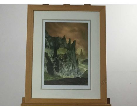 ROGER GARLAND WAR OF THE RINGS colour print, signed in pencil, limited edition 27/250mounted, framed and under glass59cm x 46