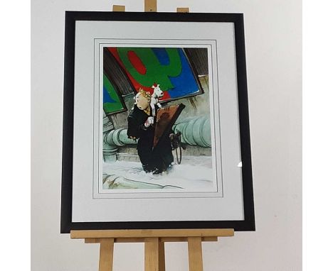 AFTER ENKI BILAL HOMMAGE A HERGE lithographmounted, framed and under glass89cm x 72cm