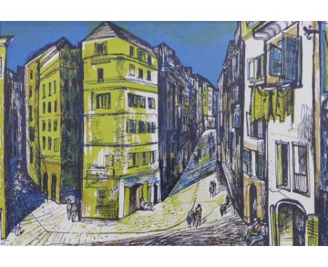 JOHN MINTON (Illustrator) Time Was Away, A Notebook in Corsica, set of three lithograph prints, framed under glass, 21 x 14cm